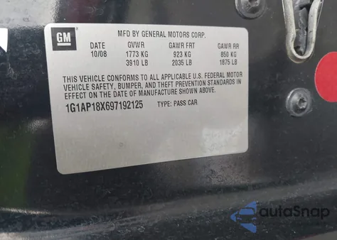 2009 Chevrolet Cobalt Ss from USA, damaged, VIN 1G1AP18X697192125